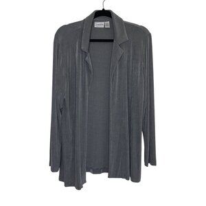 Chicos Travelers Open Front Gray Cardigan Jacket Womens Size 2 - Large